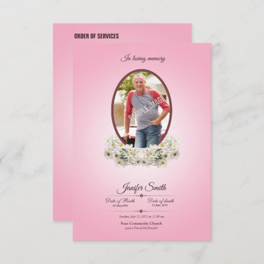 Memorial Funeral Program Card Sjabloon Kaart (Voorkant / Achterkant)