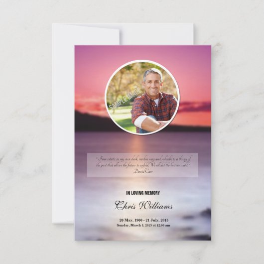 Memorial Funeral Program Card Sjabloon Kaart (Voorkant)