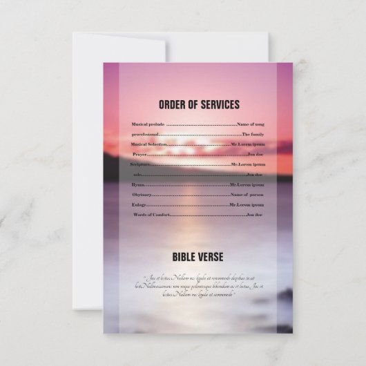 Memorial Funeral Program Card Sjabloon Kaart (Achterkant)