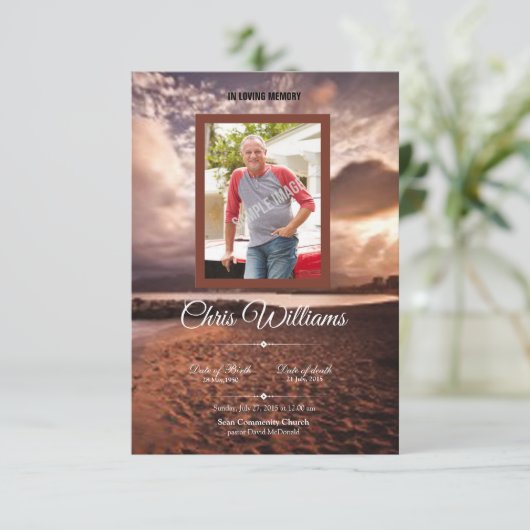 Memorial Funeral Program Card Sjabloon Kaart (Staand voorkant)