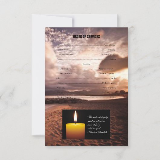 Memorial Funeral Program Card Sjabloon Kaart (Achterkant)