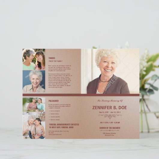 Memorial Funeral Program Sjabloon Flyer (Staand voorkant)