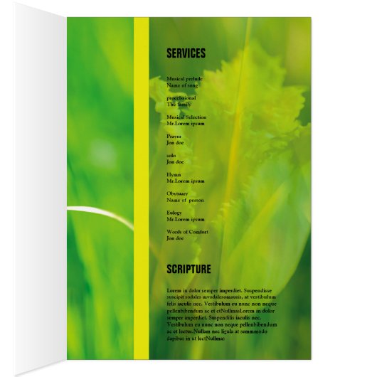 Memorial Funeral Programme Sjabloon (Binnen (Rechts))