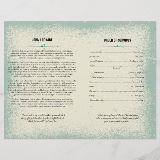 Memorial Funeral Programme Sjabloon (Achterkant)