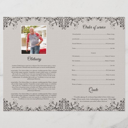 Memorial Funeral Programme Sjabloon Brochure (Achterkant)
