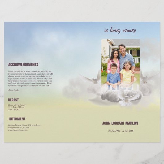 Memorial Funeral Programme Sjabloon Brochure (Voorkant)