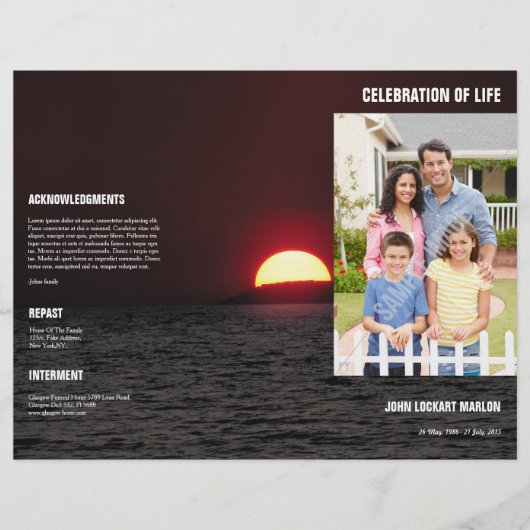 Memorial Funeral Programme Sjabloon Brochure (Voorkant)