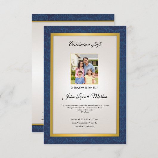 Memorial Funeral Programme Sjabloon Kaart (Voorkant / Achterkant)