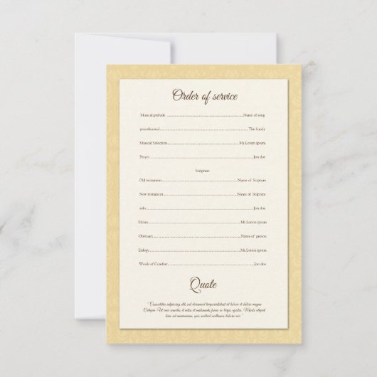 Memorial Funeral Programme Sjabloon Kaart (Achterkant)