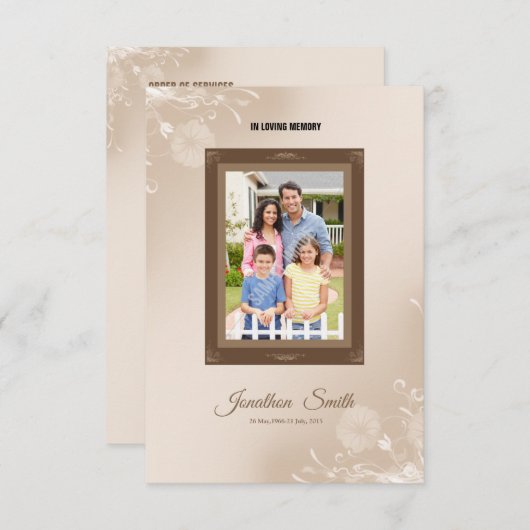 Memorial Funeral Programme Sjabloon Kaart (Voorkant / Achterkant)