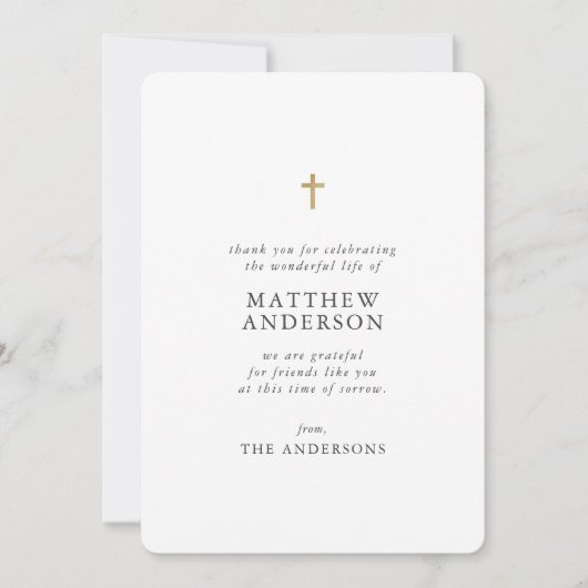 Memorial Funeral Rest in Peace Moderne Simple Cros Bedankkaart (Voorkant)