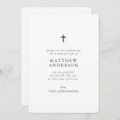 Memorial Funeral Rest in Peace Moderne Simple Cros Bedankkaart (Voorkant / Achterkant)