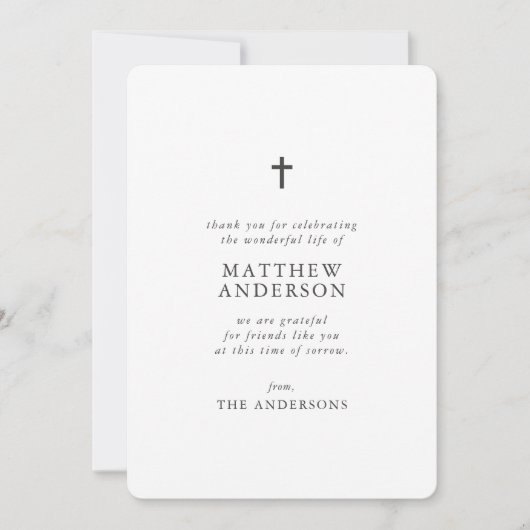 Memorial Funeral Rest in Peace Moderne Simple Cros Bedankkaart (Voorkant)