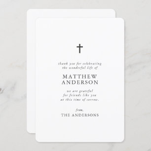 Memorial Funeral Rest in Peace Moderne Simple Cros Bedankkaart