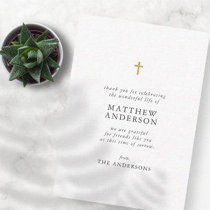 Memorial Funeral Rest in Peace Moderne Simple Cros Notitiekaartje