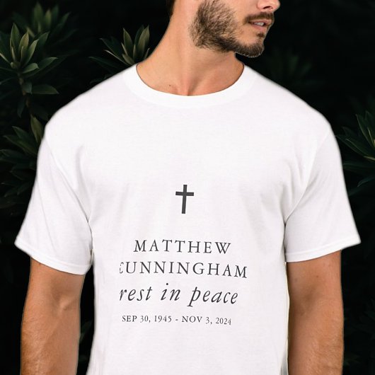 Memorial Funeral Rest in Peace Moderne Simple Cros T-shirt
