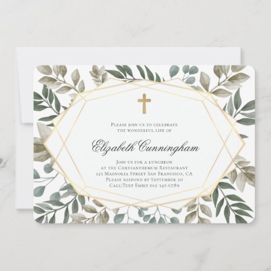 Memorial Funeral Rustic Waterverf Foliage Kaart (Voorkant)