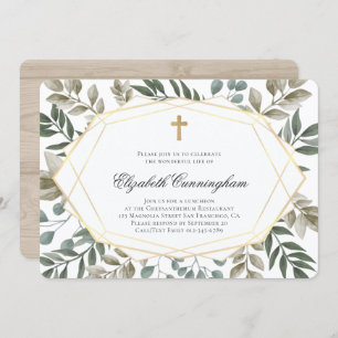 Memorial Funeral Rustic Waterverf Foliage Kaart
