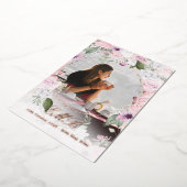 Memorial Funeral s Simple Floral Roos Gold Photo Folie Uitnodiging (Gedraaid)