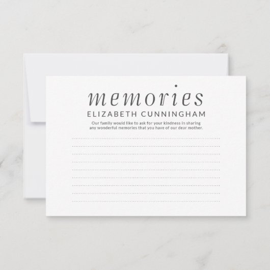 Memorial Funeral Simple Memories Kindly Reply RSVP Kaartje (Achterkant)