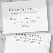 Memorial Funeral Simple Memories Kindly Reply RSVP Kaartje