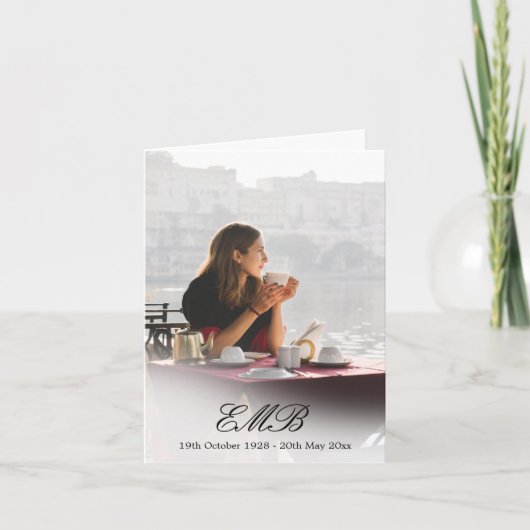 Memorial Funeral Simple White Overlay Photo (Voorkant)