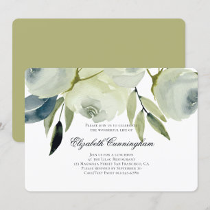 Memorial Funeral Waterverf Floral and Foliage Kaart