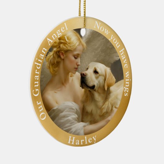 Memorial Geel Lab Angel Art Custom Keramisch Ornament (Rechts)