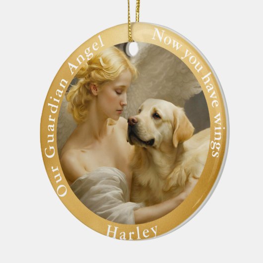 Memorial Geel Lab Angel Art Custom Keramisch Ornament (Links)