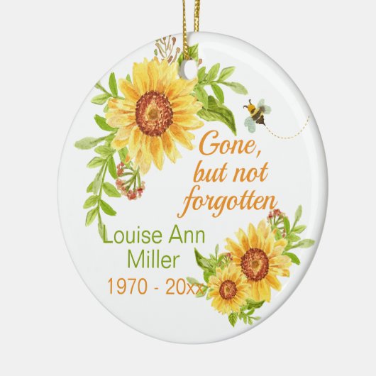Memorial Gone but not vergeten Floral Sunflower Keramisch Ornament (Links)