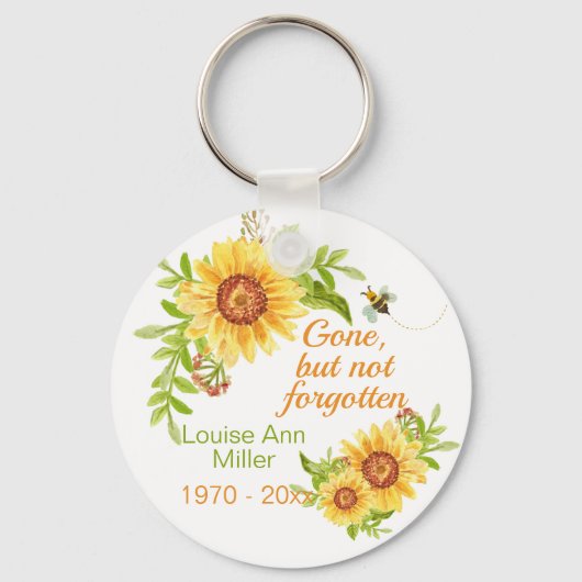 Memorial Gone but not vergeten Floral Sunflower Sleutelhanger (Voorkant)