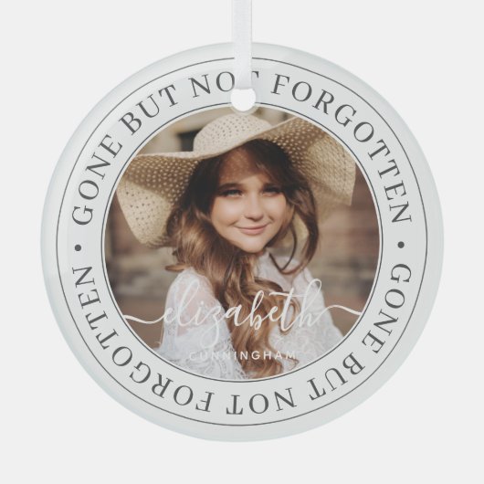 Memorial Gone, niet vergeten Elegant Foto Glas Ornament (Voorkant)