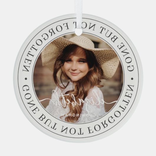 Memorial Gone, niet vergeten Elegant Foto Glas Ornament (Achterkant)