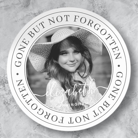 Memorial Gone, niet vergeten Elegant Foto Ronde Sticker