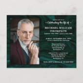 Memorial Green Marble Photo Celebration of Life Uitnodiging Briefkaart (Voorkant)