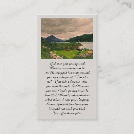 Memorial Green Orange Blue Sympathy Card Visitekaartje (Voorkant)