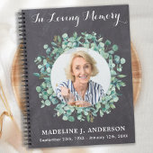 Memorial Greenery Funeral Guestbook Chalkboard Notitieboek