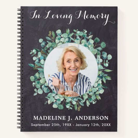 Memorial Greenery Funeral Guestbook Chalkboard Notitieboek (Voorkant)