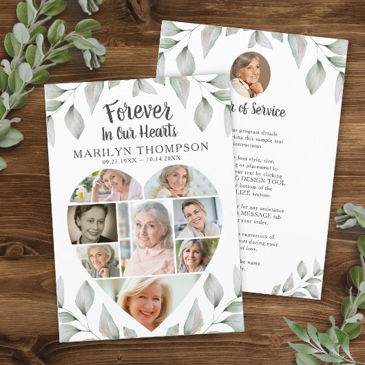 Memorial Hart Fotocollage Groen Programma Programmakaart