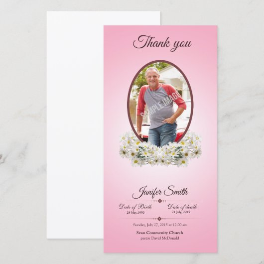 Memorial Hartelijk dank Bedankkaart (Voorkant / Achterkant)