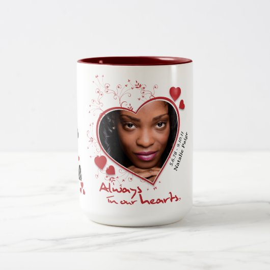 Memorial Heart-thema Keepsake Tweekleurige Koffiemok (Center)