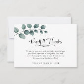 Memorial Heartfelt Bedankt Waterverf Green Leaves (Voorkant)