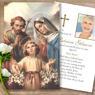 Memorial Heilige Familie Foto Gebed Sympathie Kaar Visitekaartjes