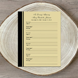 Memorial Herdenking Guest Book Filler Page Paper