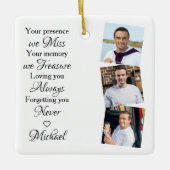 Memorial Herdenking Keepslag Modern 3 Foto Keramisch Ornament (Voorkant)