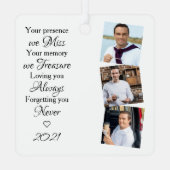 Memorial Herdenking Keepslag Modern 3 Foto Metalen Ornament (Achterkant)