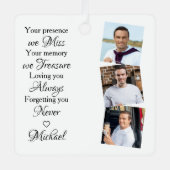 Memorial Herdenking Keepslag Modern 3 Foto Metalen Ornament (Voorkant)