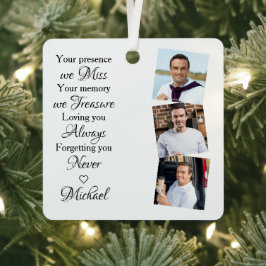 Memorial Herdenking Keepslag Modern 3 Foto Metalen Ornament