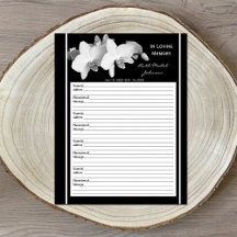 Memorial Herdenking Orchid Guest Book Filler Page