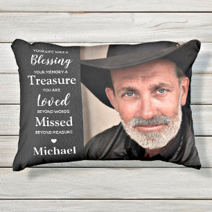 Memorial Herdenking Poem Faux Leather 2 Foto Accent Kussen